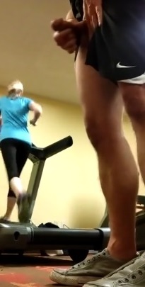 Guy sees HOT Blonde at the Gym and Decides to Jerk Off right there 