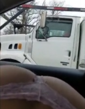 Freaky Girl Flashes her Pussy to a Lucky Truck Driver 