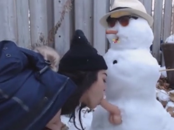 Girl lost Bet and has to Fuck the Snowman and Post it Online 