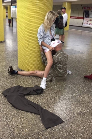 Drugged Up Couple in the Subway