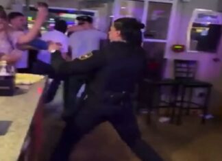 Female Super Cop Kicks a Barfull Of Butt as Drunk Patrons Get Too Rowdy.