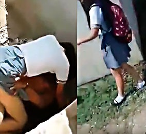  2 schoolgirls catch the teacher fucking the class whore 