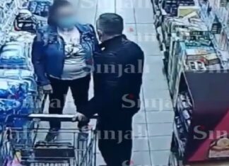 Lunatic Beats Woman in Supermarket in Front of His Wife and Kids.
