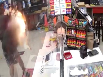 Evil Robber Sets Store Clerk on Fire in California.