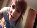 Super cute emo chick giving great head