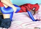 Kinky amateur girl dressed as Spiderman gets her tight pussy fucked