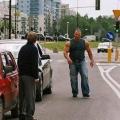 Beastly Steroid Dude Crashes into Older Man then Attacks Him