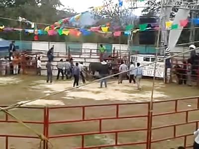 Bull Fatally Tramples Man at a Circus Type Event for what Seems Like Hours