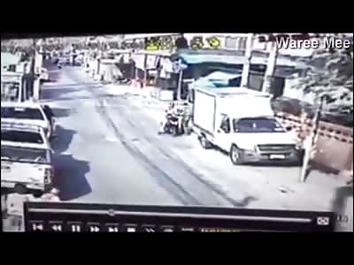 Boy Walking Down the Street is About to Get Hit, Killed and Crushed in the Most Unlucky Way Possible