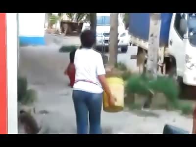 Lady Throws Water on Drunk Couple having Sex on the Sidewalk..But they Keep on Going At It 