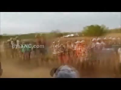 Excited Man in Yellow Shirt is Ran over and Killed by a Horse (Slow Motion Added)