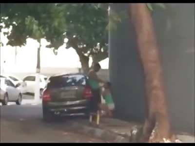Couple in Green Tank Tops Fucking in the Street 