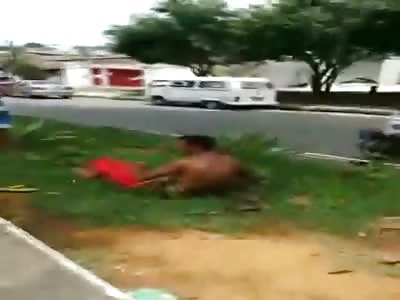 Man is Jumped and Beaten with a 2x4 in the Middle of the Road