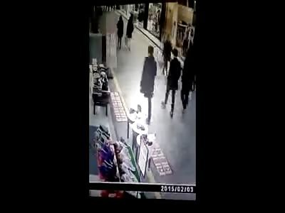 Pedestrians Browsing a Shopping Mall are Blasted by Out of Control Car...? 