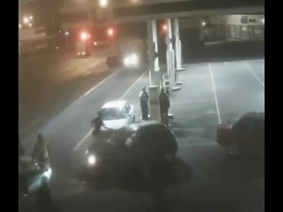 Man is Dragged out of Car Shot and Robbed at a Gas Station