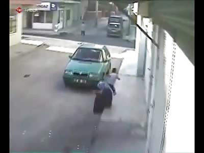 Not Too Smart Kid Runs Blindly into the Street 