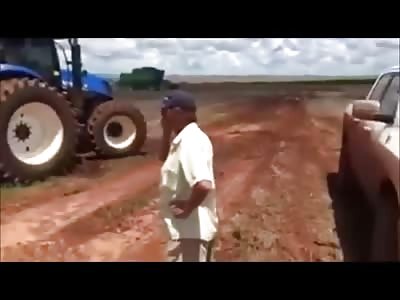 Unbelievable Video of Tractor Driver Killed Instantly by Whipsaw Pulley...