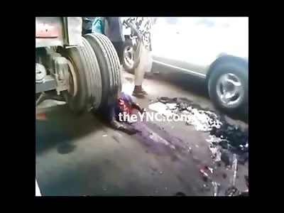 Smeared on the Road after being Run Over by a Large Truck 