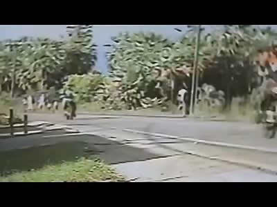 Family Walking on the Side of the Road Are All Hit by a Car 