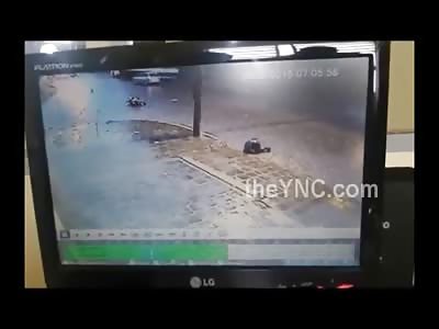 Biker Flown and Ends up a Lump on the Road