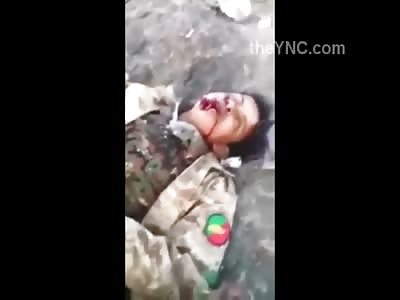 Terrorist Shot in the Face Agonizes and Convulses on Camera