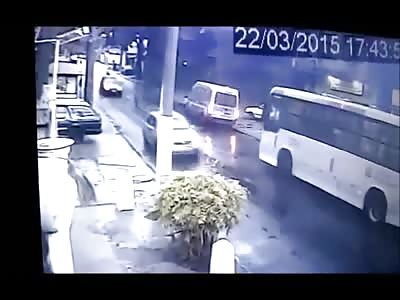 Bizarre Accident Ends with Motorcycle Crushed Under Bus 