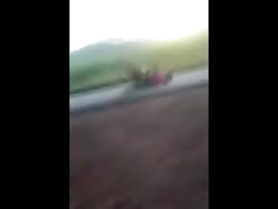 Caught on Live Camera Motorcycle Passenger is Killed Instantly with a Neck Break in Street Accident 