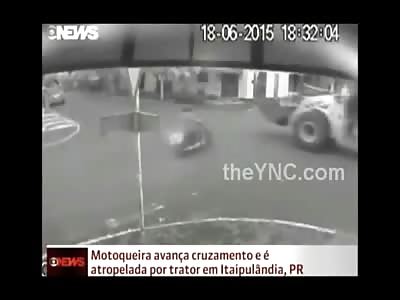 Motorcyclist Crushed by HUGE Tractor Wheel