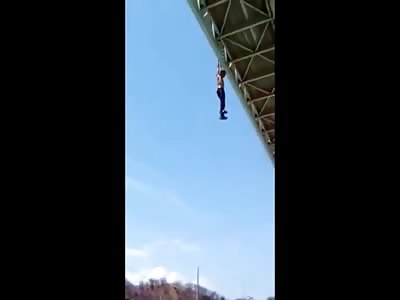 Suicidal Man Changes his Mind at Last Second and Tries to Hang On...