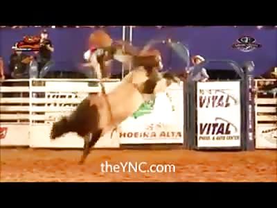 Bull Rider Spins in The Air and Ends Up Violently on The Floor