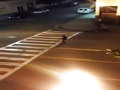Insane Maniac Swings a Machete at Cars..Gets Run Over and Keeps on Going 