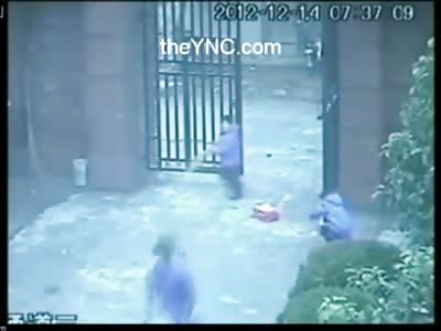 SHOCK VIDEO: CCTV Footage of the Lunatic in China that Attacked School Children with a Knife