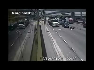 Angel of Death walks by as Biker is Crushed to Death on the Highway (Who is it on the Side of the Road)