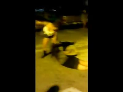 Girl in mini Skirt just gets a Ridiculous Beating in the Street 