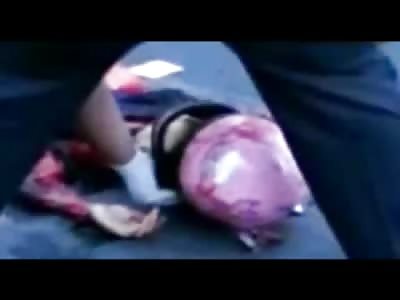 Very Pretty Girl is Ripped in Two Pieces and Splatted from Motorcycle Accident