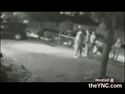 Police Beat Family in Front Yard.