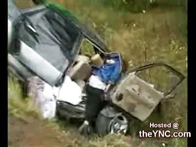 Gruesome Aftermath of Russian Car Accident