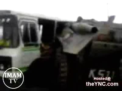 Russian Tank runs over a Bus Full of Passengers in Chechnya