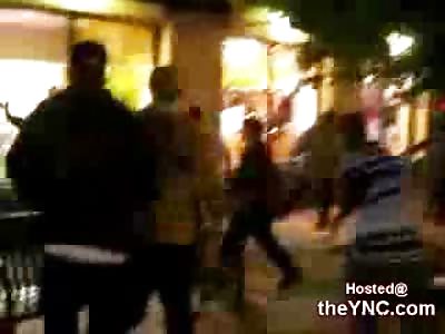 Kid gets Pushed through a Glass Window during a Fight