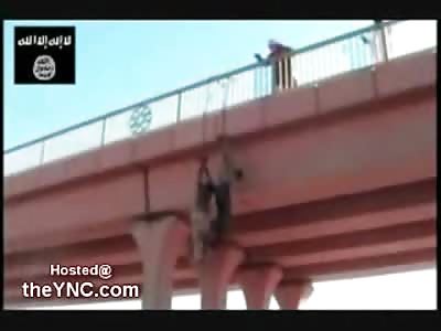 New Method of Execution shows Allegded Traitors Hung from a Bridge and Shot Dead