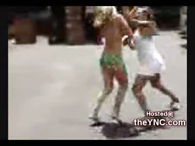 Blonde in a Green Bikini gets Slapped Around for Being a Slut 