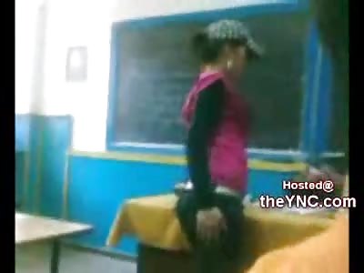 Bad School Girl Dances for the Guys while Handing in her Homwork to her Oblivious Teacher