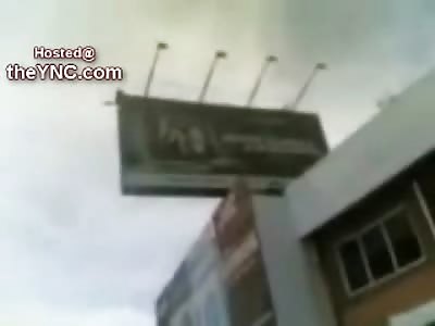 Man Leaps to his Death from Billboard (Better Angle shows Landing)