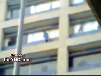 Mental Patient Jumps from Hospital Balcony (Last 3 Frames of Video)