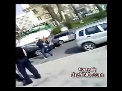 Nasty Russian takes on 3 in Road Rage Firy