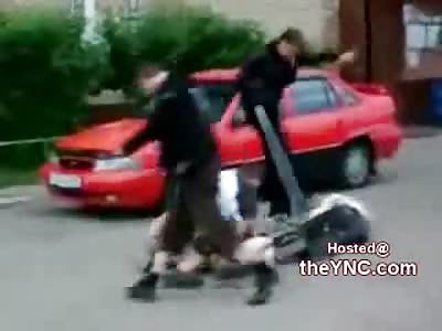 3 Russians Beat the Shit out of Two Men in the Street and Leave them There
