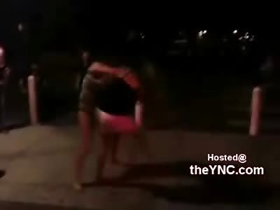 Two Tramps Battle Outside of Club in their Club Gear