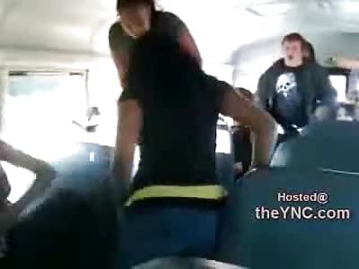 Goliath Emo Girl gets Beat Down by 3 BLack GIrls on the Schoolbus