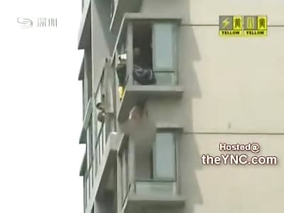 Naked and Completely Insane Female Bangs her Head on Building before Jumping