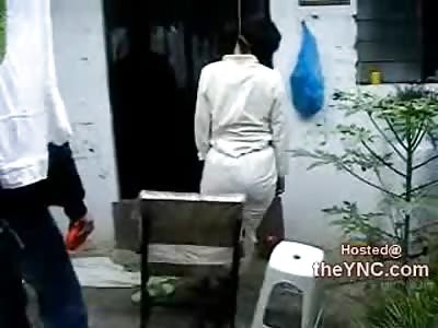 Female Hanging Suicide from Her Outside Laundry Clothes Line